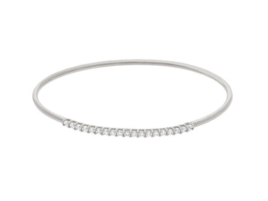 18K WHITE GOLD BRACELET, RIGID, BANGLE, 2 MM THICKNESS, SMOOTH, CUBIC ZIRCONIA.