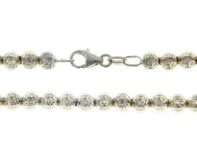 Load image into Gallery viewer, 18k white gold balls chain worked spheres 4mm diamond cut, faceted 18&quot;, 45cm.
