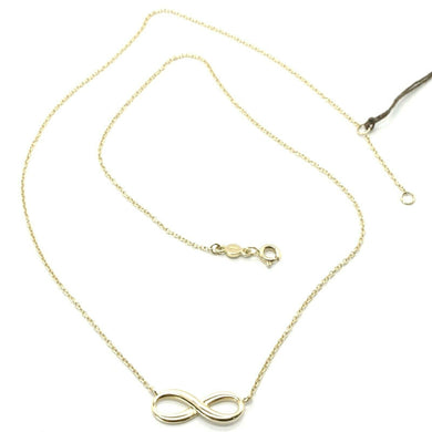 18K YELLOW GOLD NECKLACE INFINITY INFINITE, ROLO CHAIN, 17.7