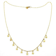 18K YELLOW GOLD NECKLACE WITH PENDANT FLAT STARS STAR, 16.5 INCHES MADE IN ITALY.