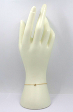 Load image into Gallery viewer, 18k yellow gold rolo thin bracelet with central small 5mm letter initial R.
