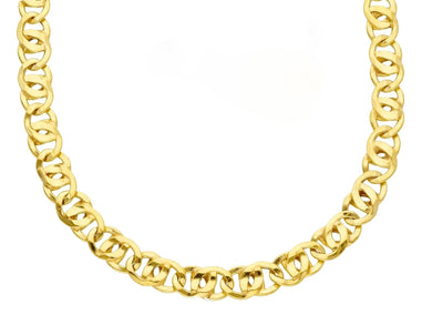 18K YELLOW GOLD CHAIN TIGER EYE INFINITY FLAT BIG LINKS 6 mm, LENGTH 24