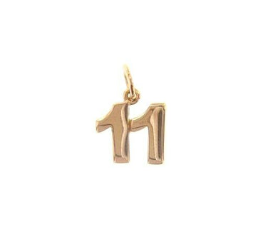 18k rose gold number 11 eleven small pendant charm, 0.4