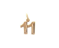 18k rose gold number 11 eleven small pendant charm, 0.4