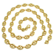 Load image into Gallery viewer, 18k yellow gold mariner chain big ovals 8 mm, 20 inches, anchor rounded puffed necklace.
