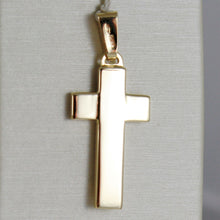 Load image into Gallery viewer, 18K YELLOW GOLD CROSS FINELY WORKED DOUBLE, SQUARED, SMOOTH, MADE IN ITALY.
