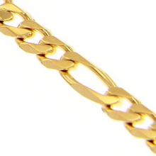 Load image into Gallery viewer, SOLID 18K YELLOW GOLD BRACELET 5mm FIGARO 3+1 CUBAN CURB ENGRAVING PLATE, 8.3&quot;.
