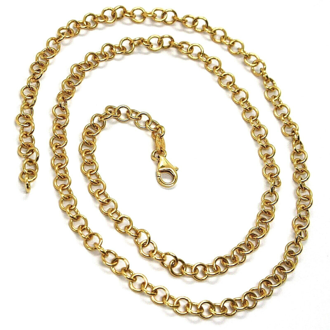 18K YELLOW GOLD CHAIN 19.70 IN, ROUND CIRCLE ROLO LINK DIAMETER 4 MM MADE ITALY