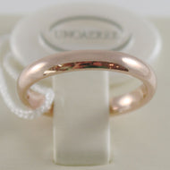 18k rose gold wedding band unoaerre comfort ring marriage 3 mm, made in Italy.