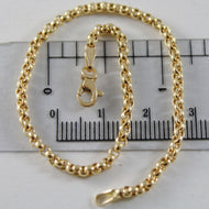 SOLID 18K YELLOW GOLD BRACELET WITH ROUND CIRCLE ROLO LINK, 2.5 MM MADE IN ITALY.