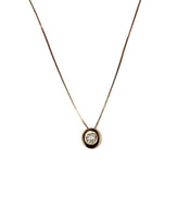 18k rose gold orsini necklace with diamond 0.05 & venetian chain made in Italy.