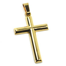 Load image into Gallery viewer, 18K YELLOW GOLD CROSS, ROUNDED BIG 39mm, 1.54 inches, SMOOTH, MADE IN ITALY
