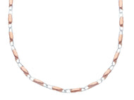 18K ROSE WHITE GOLD CHAIN NECKLACE ALTERNATE 2mm ROUNDED OVAL TUBE LINKS, 20