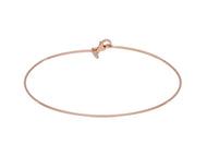 18k rose gold bracelet, rigid, bangle, thin 1mm tube, smooth with lobster.