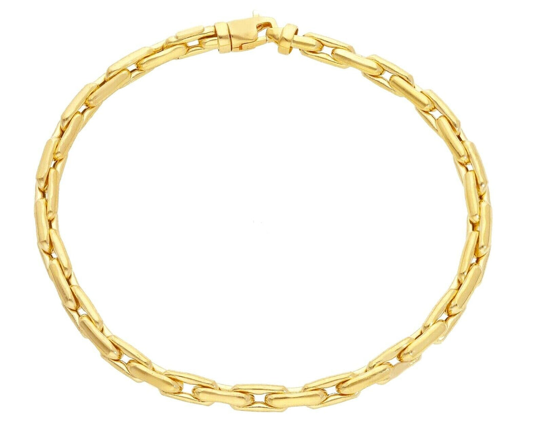 18K YELLOW GOLD BRACELET 4mm SQUARE ROUNDED CABLE RECTANGULAR LINK 20cm 7.9