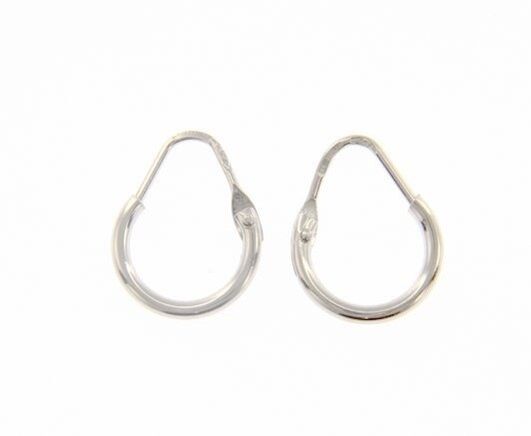18k white gold round circle earrings diameter 8 mm width 1.7 mm, made in Italy