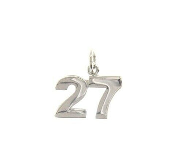 18k white gold number 27 twenty seven small pendant charm, 0.4