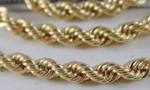 Charger l&#39;image dans la galerie, 18K YELLOW GOLD LONG CHAIN NECKLACE 4mm BRAID ROPE LINK 70cm 27.5&quot; ITALY MADE.
