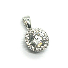 Load image into Gallery viewer, SOLID 18K WHITE GOLD 7.5mm ROUND 2.7 carats ZIRCONIA PENDANT WITH FRAME, ITALY.
