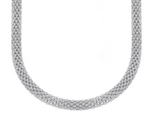 Load image into Gallery viewer, 18k white gold basket rounded big 5mm tubular basket popcorn chain necklace 18&quot;.
