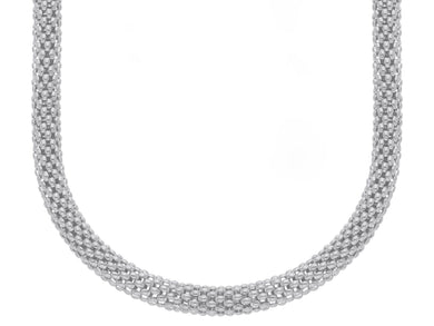 18k white gold basket rounded big 5mm tubular basket popcorn chain necklace 18