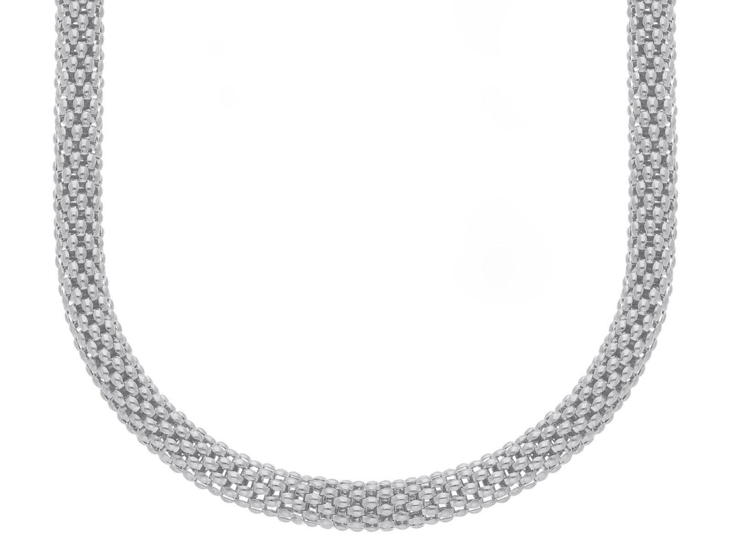 18k white gold basket rounded big 5mm tubular basket popcorn chain necklace 18