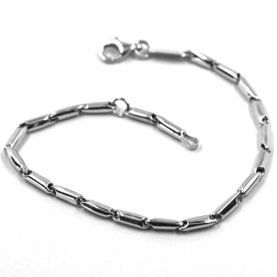 18k white gold kids bracelet rounded alternate tube links, length 16.5 cm 6.5