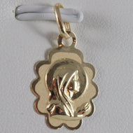 SOLID 18K YELLOW GOLD MEDAL VIRGIN MARY MARIA MADONNA ENGRAVABLE MADE IN ITALY.