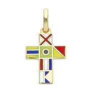 18k yellow gold square cross pendant 2cm 0.8