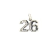 18k white gold number 26 twenty six small pendant charm, 0.4