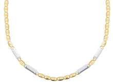 Load image into Gallery viewer, 18K YELLOW WHITE GOLD FLAT CHAIN NECKLACE 2.5mm EYES OVALS CIRCLES &amp; PLATES, 24&quot;.
