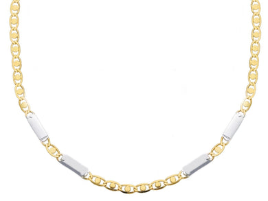 18K YELLOW WHITE GOLD FLAT CHAIN NECKLACE 2.5mm EYES OVALS CIRCLES & PLATES, 24