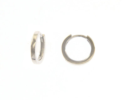 18K WHITE GOLD HOOPS SMALL EARRINGS DIAMETER 12mm SQUARE TUBE THICKNESS 1.5mm.