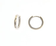 18K WHITE GOLD HOOPS SMALL EARRINGS DIAMETER 12mm SQUARE TUBE THICKNESS 1.5mm.