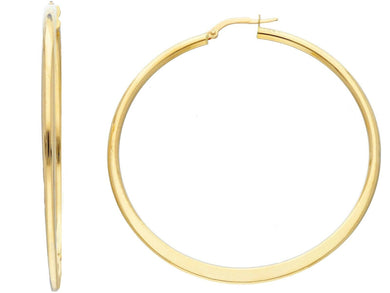 18K YELLOW GOLD ROUND CIRCLE EARRINGS DIAMETER 50 MM GLOSSY BRIGHT MADE IN ITALY.