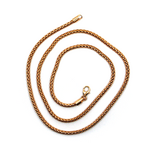 Load image into Gallery viewer, 18k rose gold basket rounded 2.2mm tube basket popcorn chain necklace, 20&quot;.
