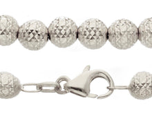 Load image into Gallery viewer, 18K WHITE GOLD BRACELET 19cm WORKED SPHERES BIG 5mm DIAMOND CUT BALLS.
