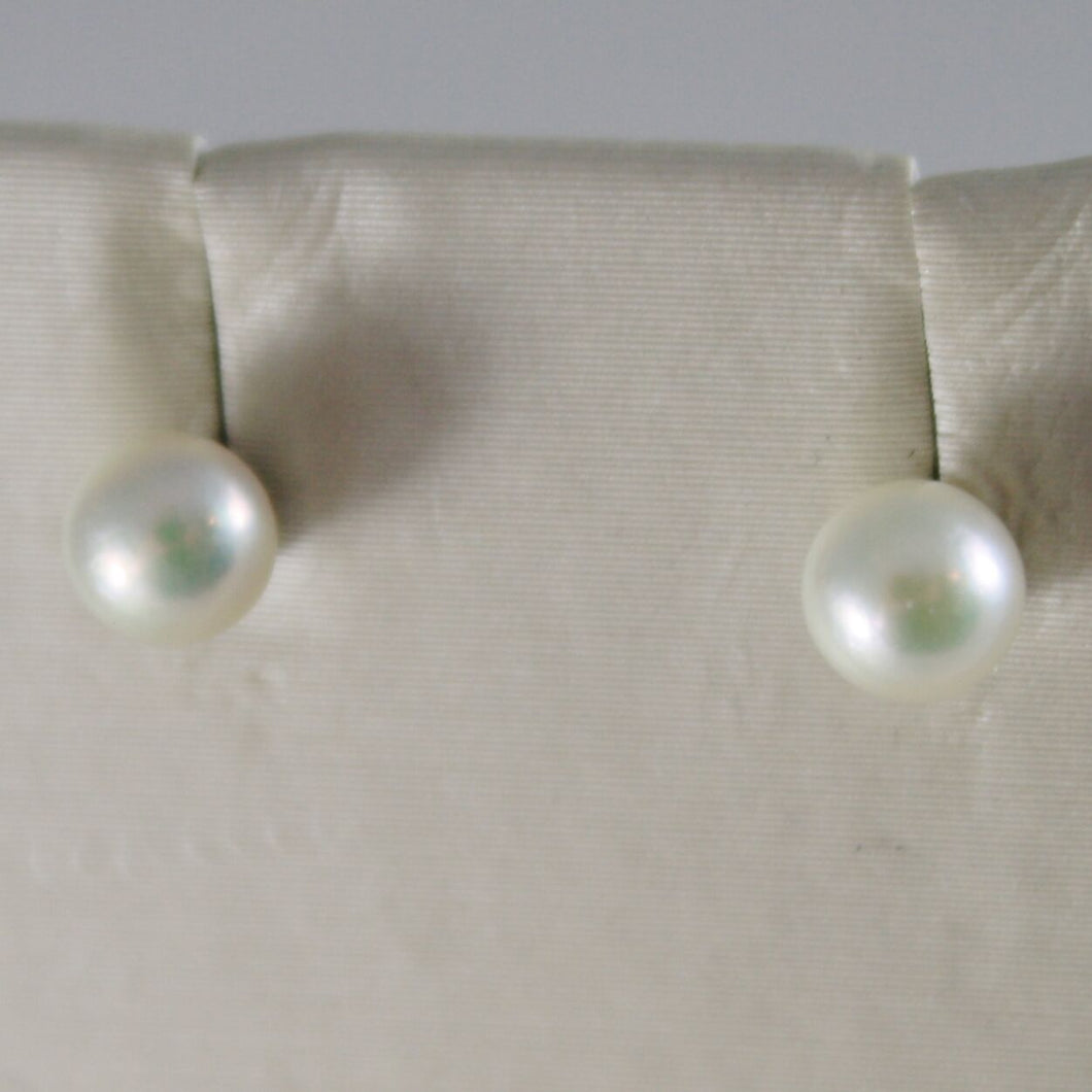 SOLID 18K WHITE OR YELLOW GOLD EARRINGS WITH PEARL PEARLS 5 MM, MADE IN ITALY