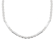 18K WHITE GOLD FLAT CHAIN NECKLACE 2.5mm EYES OVALS WITH CIRCLES & PLATES, 24