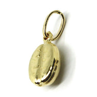 ROUNDED 18K YELLOW GOLD COFFEE BEAN PENDANT, SMOOTH 11mm, 0.43 inches.