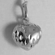 Load image into Gallery viewer, 18k white gold rounded mini heart charm pendant finely hammered made in Italy.
