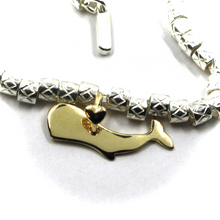 Load image into Gallery viewer, 925 STERLING SILVER TUBE CUBES BRACELET, 9K YELLOW GOLD 21mm SPERM WHALE PENDANT.
