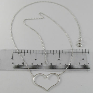 18k white gold necklace with 1.06 in heart and mini squared chain made in Italy.