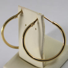 Cargar imagen en el visor de la galería, 18K YELLOW GOLD CIRCLE EARRINGS HOOP, TUBE, DIAMETER 0.98 INCHES MADE IN ITALY.
