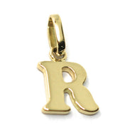 SOLID 18K YELLOW GOLD PENDANT MINI INITIAL LETTER R, 1 CM, 0.4 INCHES.