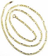 18K YELLOW GOLD CHAIN 2.5 MM, 20 INCHES, ALTERNATE 3 MARINER, 1 OVAL WORKED LINK.