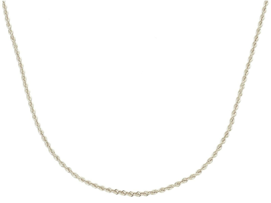 SOLID 18K WHITE GOLD CHAIN, SMALL 1mm ROPE BRAIDED, 40cm 16