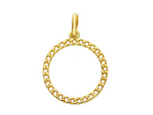 Load image into Gallery viewer, SOLID 18K YELLOW GOLD 15mm ROUND CIRCLE PENDANT CHARM GOURMETTE LUMINOUS SMOOTH.
