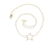 18k white gold bracelet 10mm central star, rolo 1mm oval chain 18cm 7.1