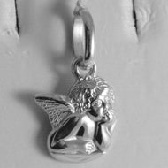18k white gold pendant, little guardian angel, engraving, made in Italy.